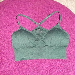 Green padded sports bra